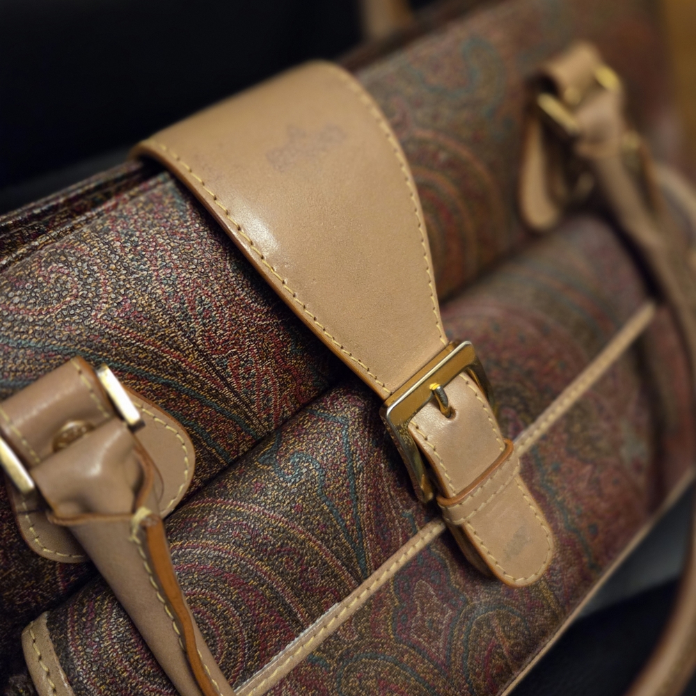 Authentic ETRO Purse Bag Paisley Shoulder Coated Canvas Leather - Picture 16 of 16